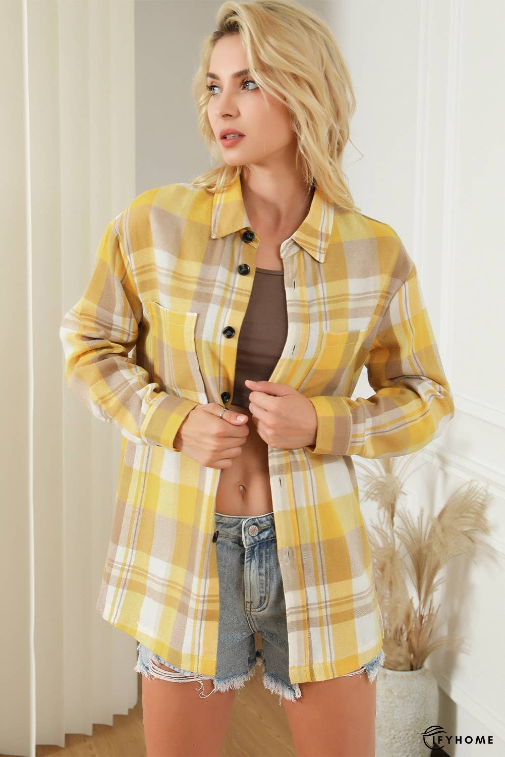 Plaid Button Up Patch Pocket Shirt | IFYHOME