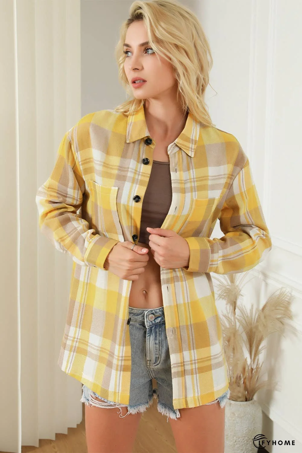 Plaid Button Up Patch Pocket Shirt | IFYHOME