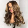Brown Mixed Gold Brazilian Water Wave Wigs