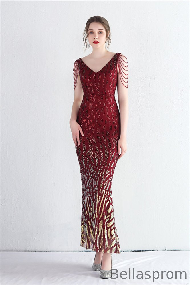 Bellasprom Sequins V-Neck Evening Party Gowns Mermaid YE0106 Bellasprom