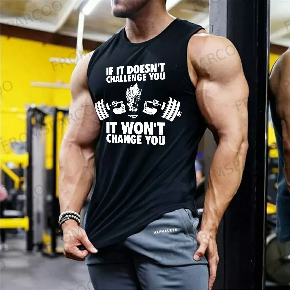 Men's Casual Dragon Ball Anime Printed Fitness Tank Top