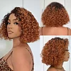 Glueless Wig Black Gradient Light Brown Curly Wig