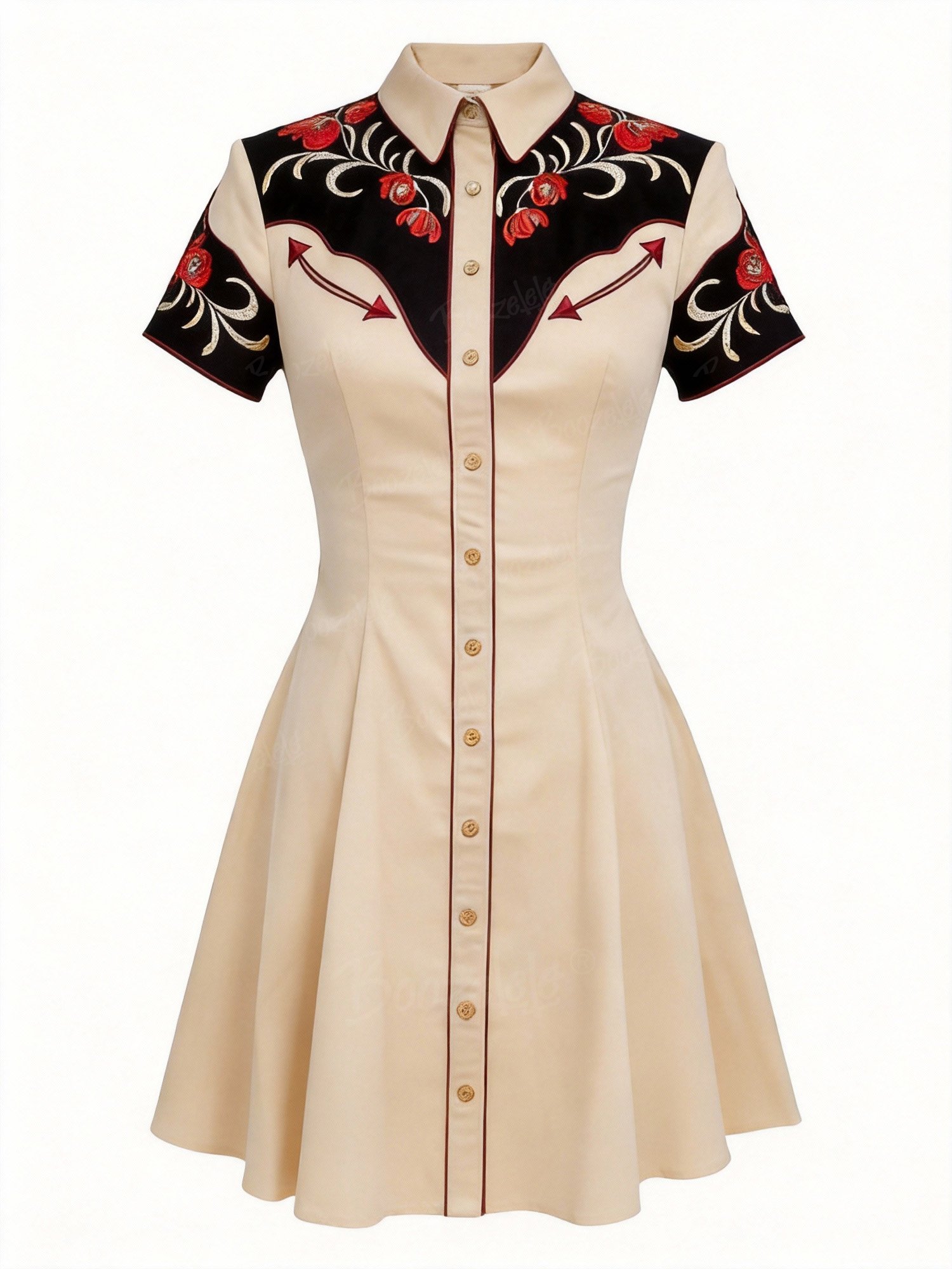 Western-Style Floral Print Pattern - 100% Cotton Dress