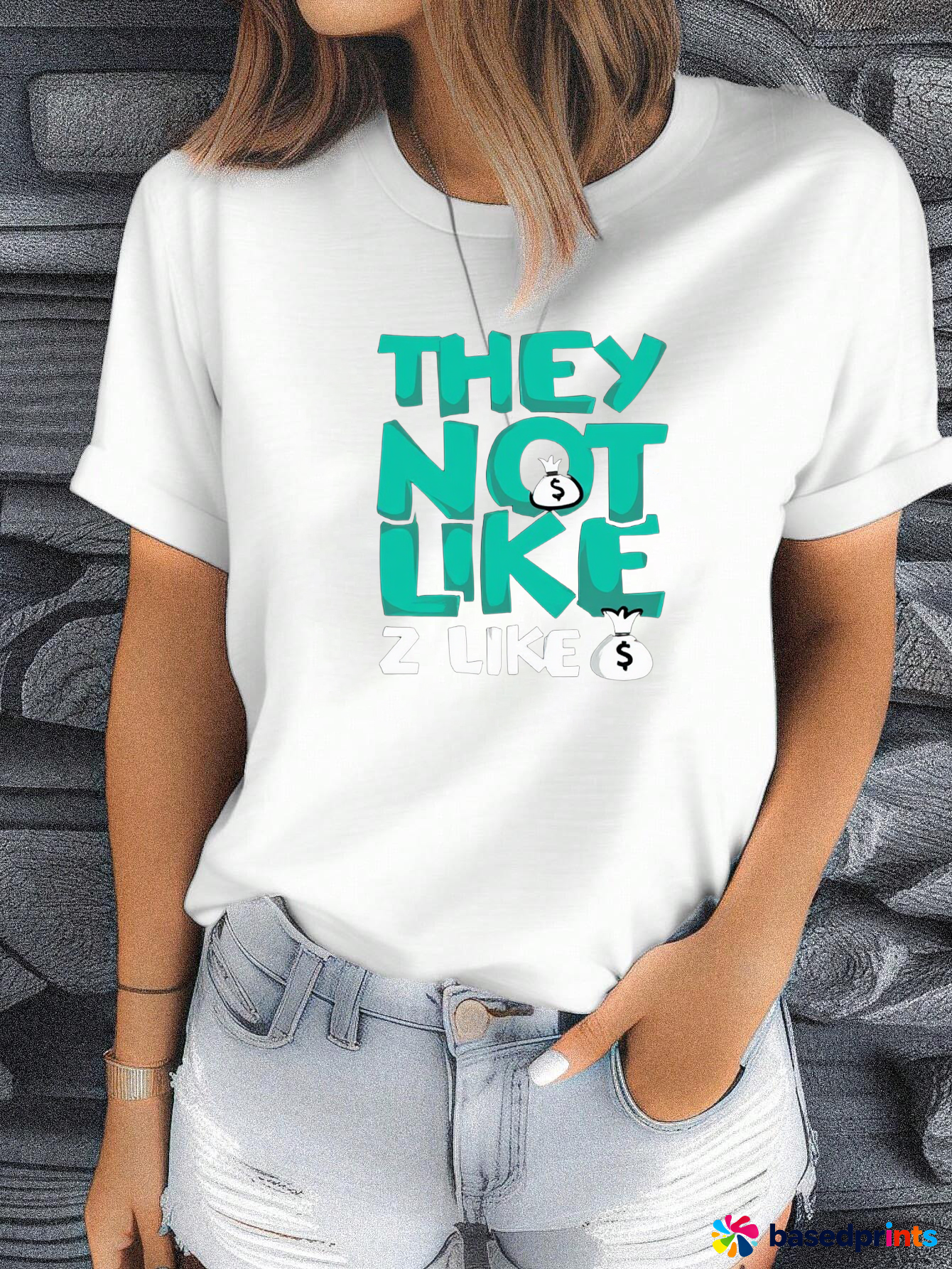 They Not like Money Bag T-Shirt Women Casual Short Sleeve Tops