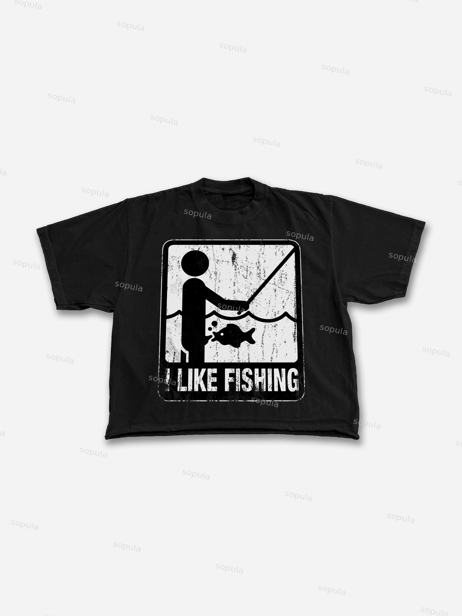 I Like Fishing Vacation Spoof Vintage Graphic Cropped T-shirt