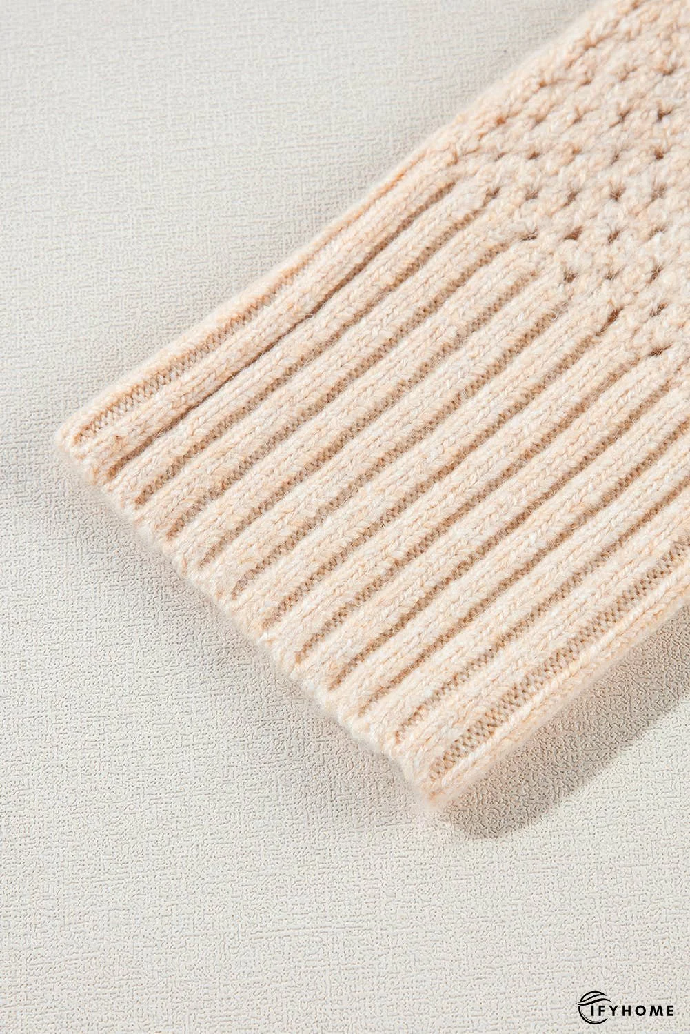 Loose Eyelet V Neck Drop Shoulder Sweater | IFYHOME