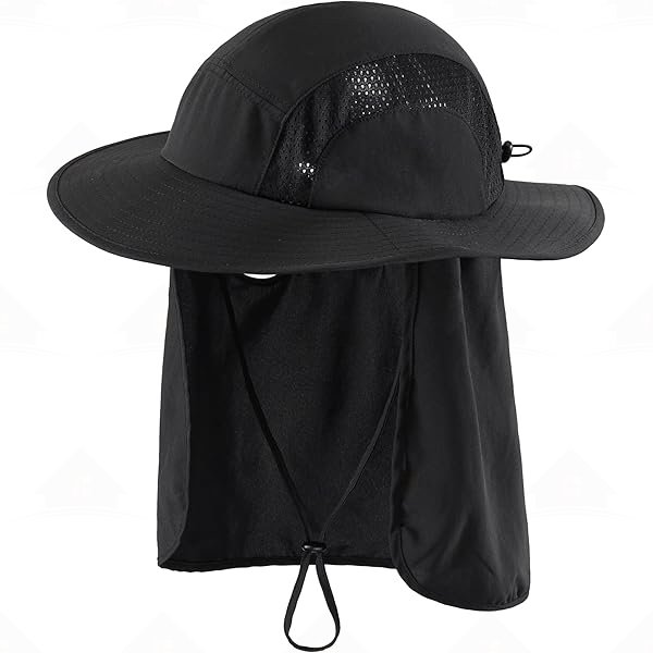Home Prefer Men's Wide Brim Fishing Hat with Neck Flap Breathable Safari Sun Hat with UPF 50+ Hiking Gardening Neck Cover Hat