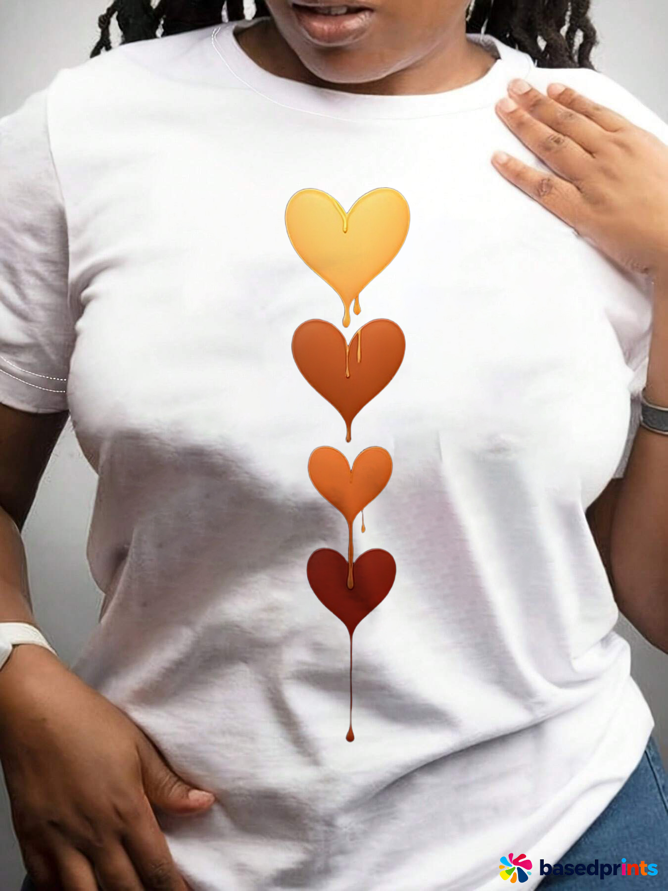 Colorful Heart T-Shirt Women Casual Short Sleeve Tops