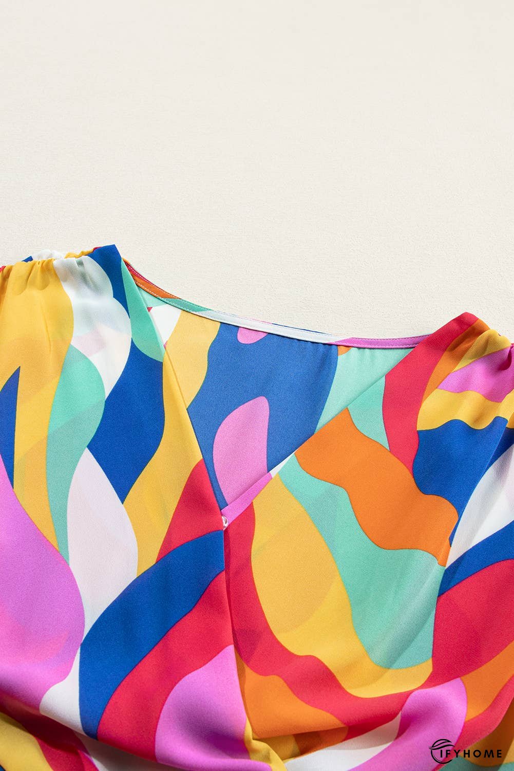 Abstract Printed Belted Puff Sleeve Mini Dress | IFYHOME