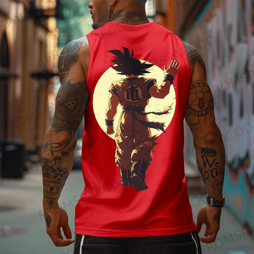 Oversized Anime Print Gym Tank Top 