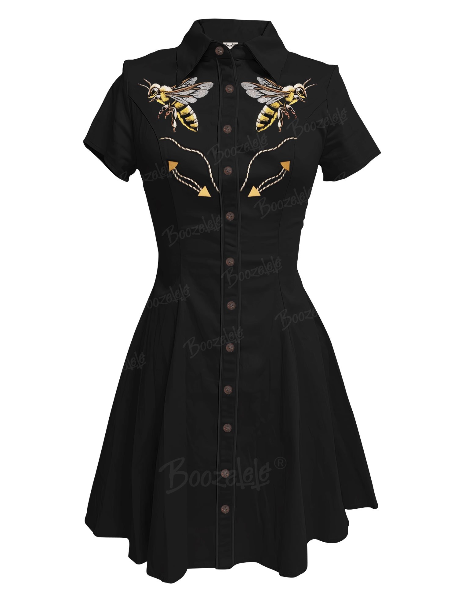 【Embroidery】Bee Pattern - 100% Cotton Dress