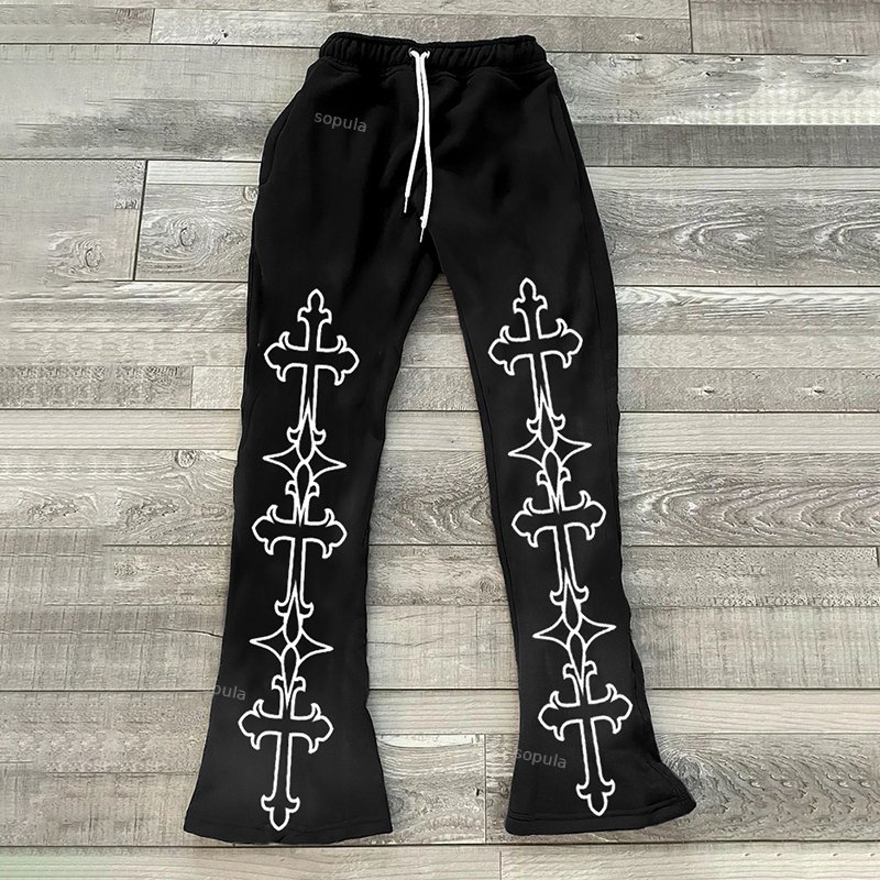 Unisex Men's Faith Cross Graphic Print Street Fleece Flared SweatPants