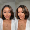 Brown Highlight Short Layered Bob Wig Glueless Wig