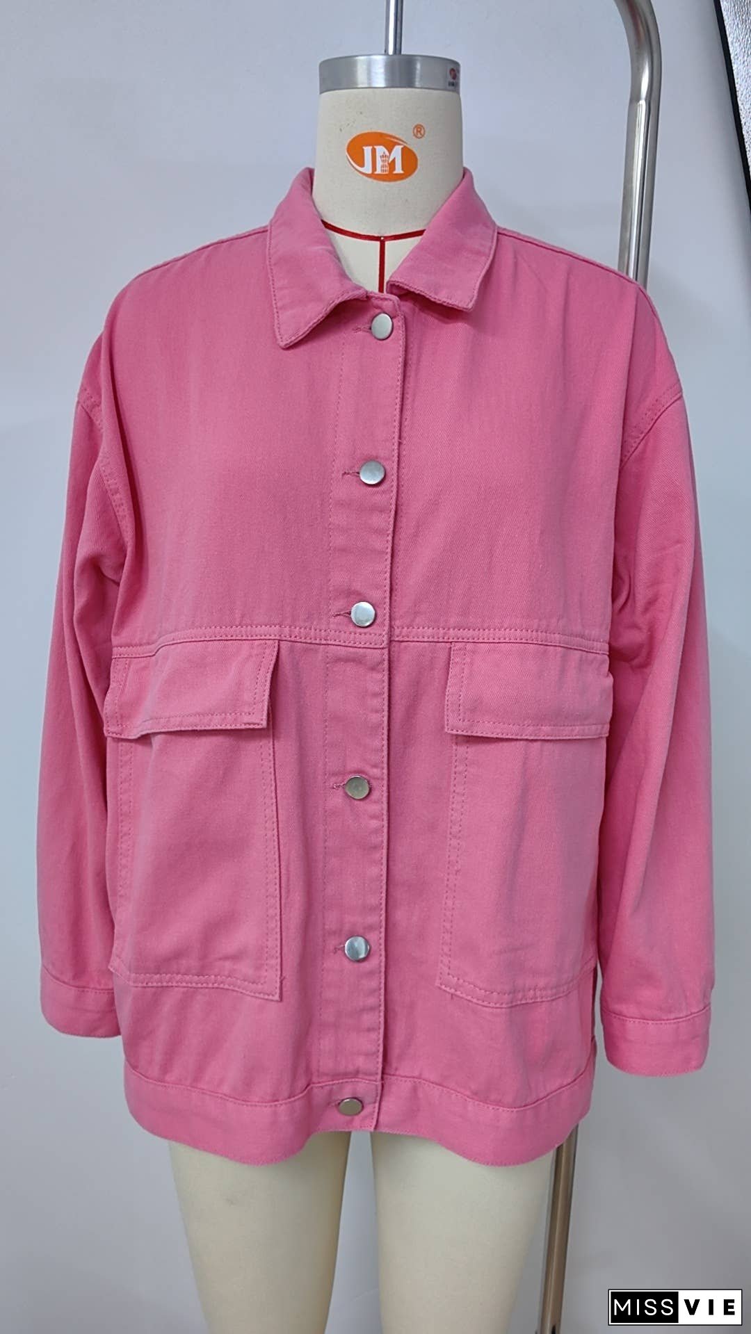 Plain Washed Denim Big Pockets Oversize Jacket MN22