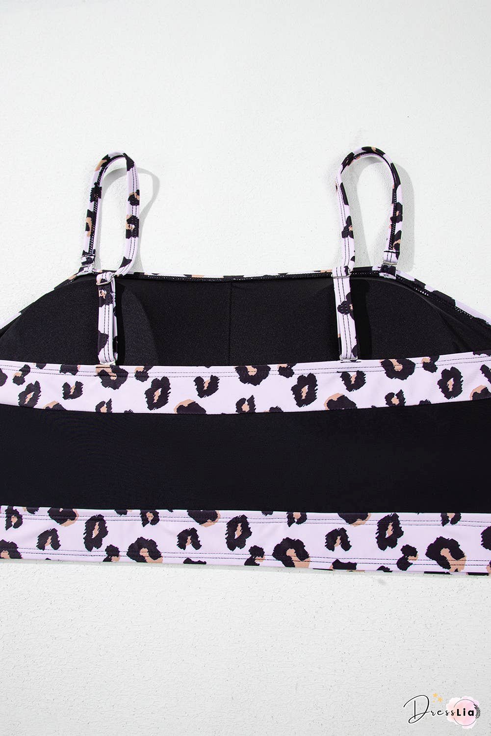 Plus Size 2pcs Leopard Patchwork High Waisted Swimsuit