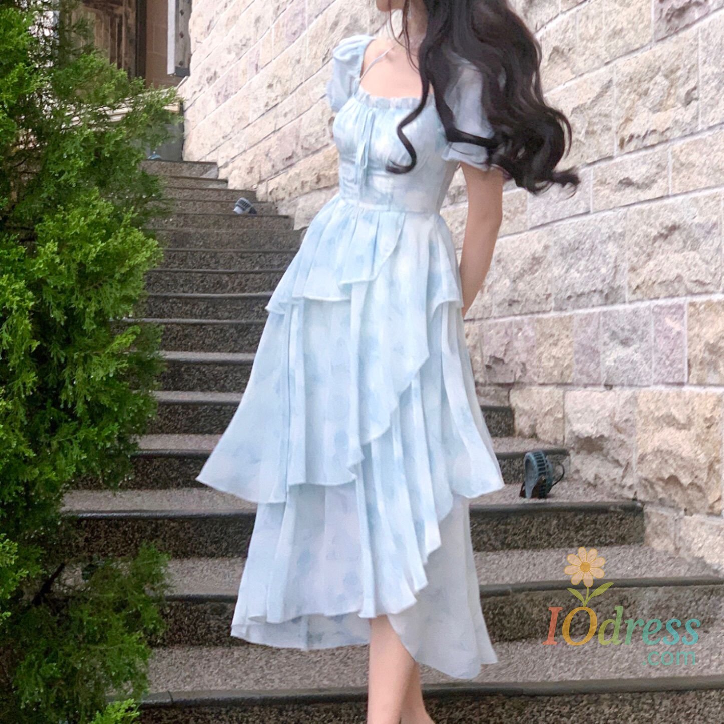 IO Dress 2025 Irregular Chiffon Summer New Style Slim Floral Dress