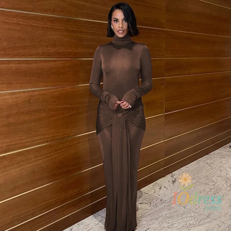 IO Dress Hawthaw Women 2024 Spring Autumn Elegant Long Sleeve Party Club Streetwear Bodycon Red Long Dress Items For Business