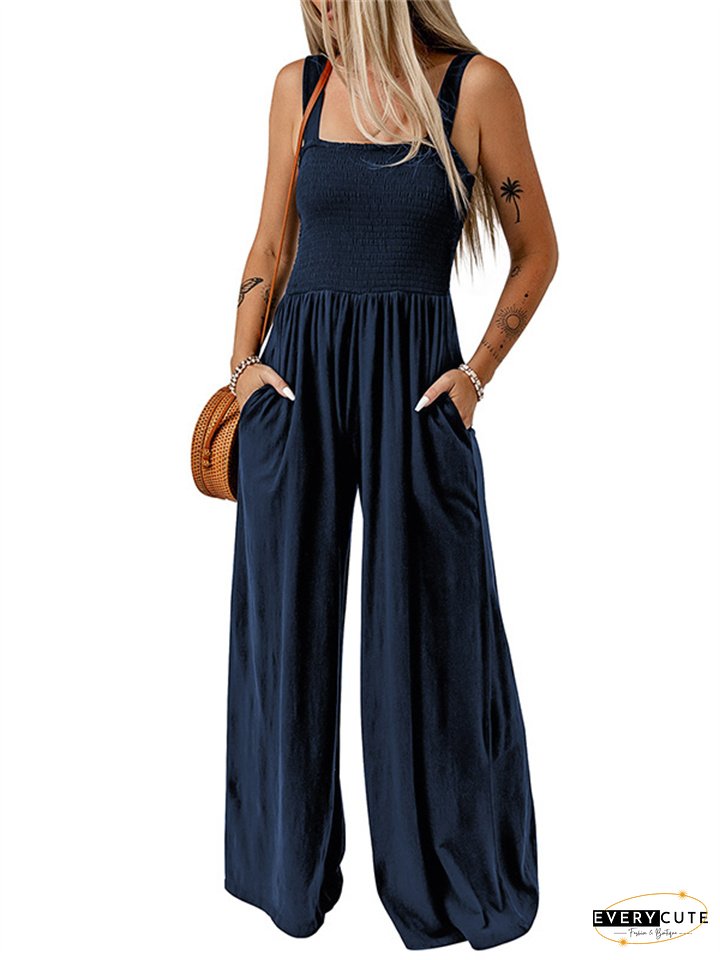 Women's High-waisted Jumpsuit Summer New Sleeveless Strapless Knitted Wide Leg Trousers Jumpsuit