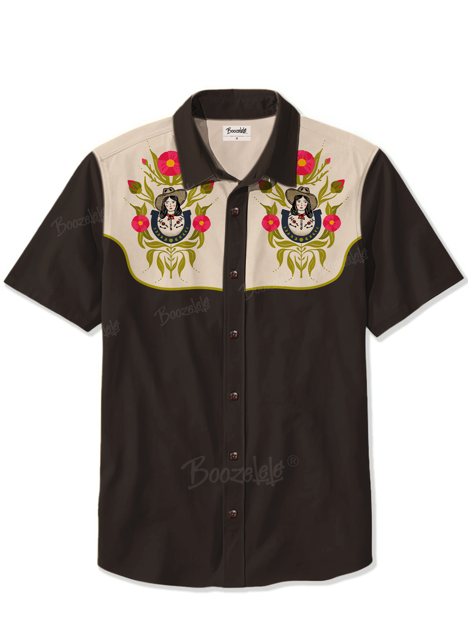 【Kim Koehler X Boozelele】The Western Rose Motif - 100% Cotton Shirt