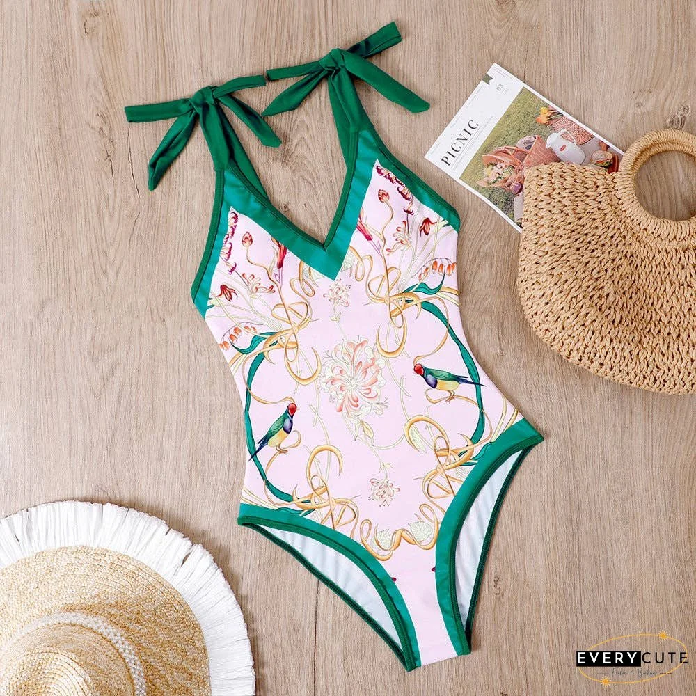 Ladies Strape Shoulder Print One Piece Swimwear SKSW40080T