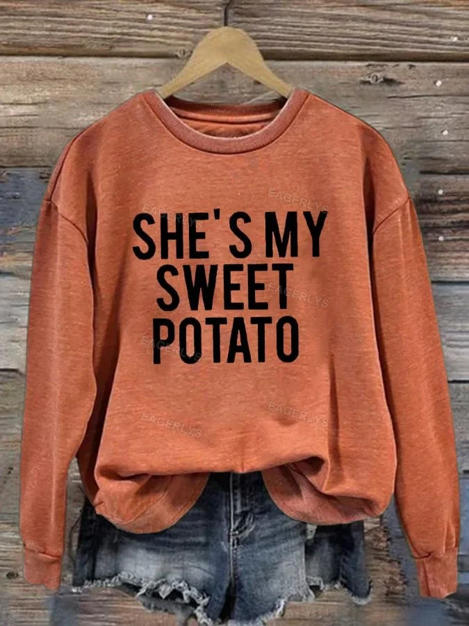 Eagerlys Women's She's My Sweet Potato I Yam Matching Print Sweatshirt Eagerlys