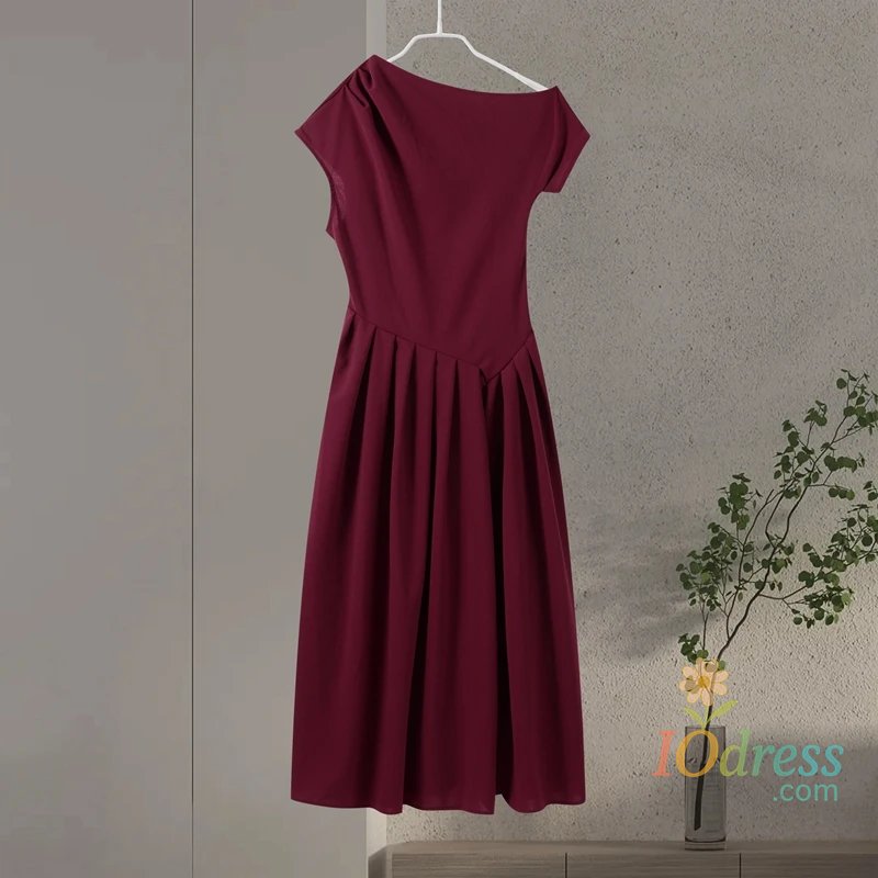 IO Dress Dress Women Loose Skew Collar Sleeveless A Line Robe Female 2025 Spring Summer Solid Fashion High Waist Dress Lady