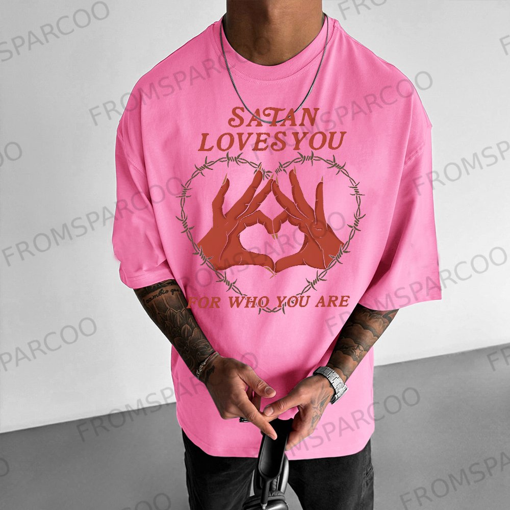 Satan Loves You Unisex Oversized Print T-Shirt