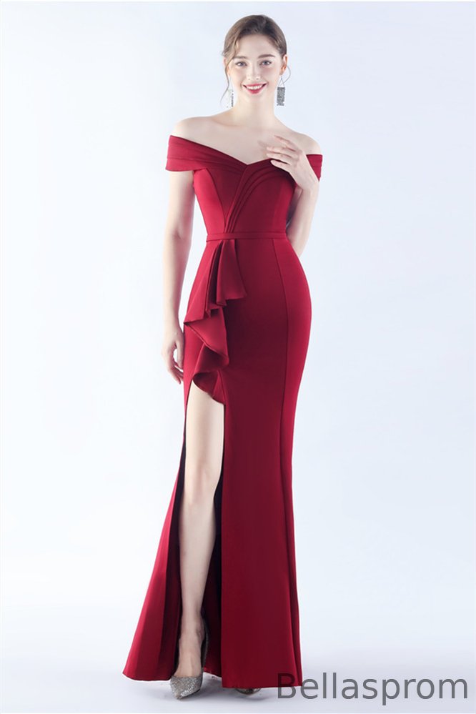 Bellasprom Off-the-Shoulder Prom Dress Mermaid Slit On Sale Long Bellasprom