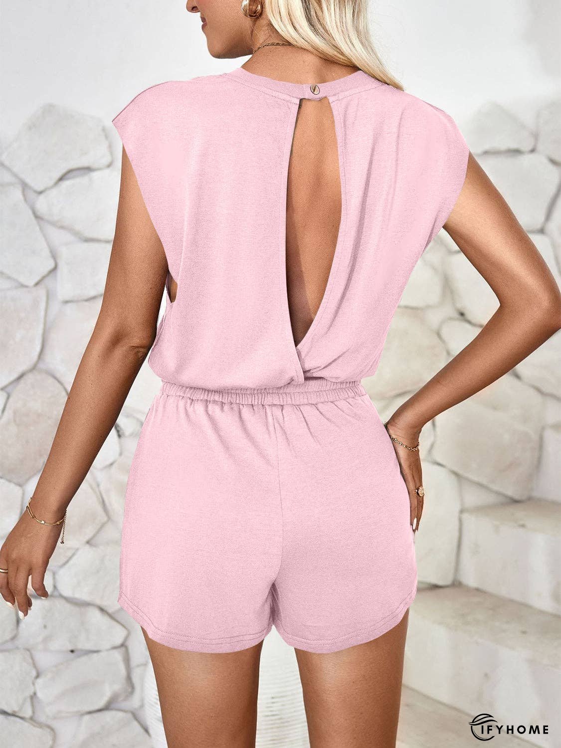 Cutout Round Neck Cap Sleeve Romper | IFYHOME