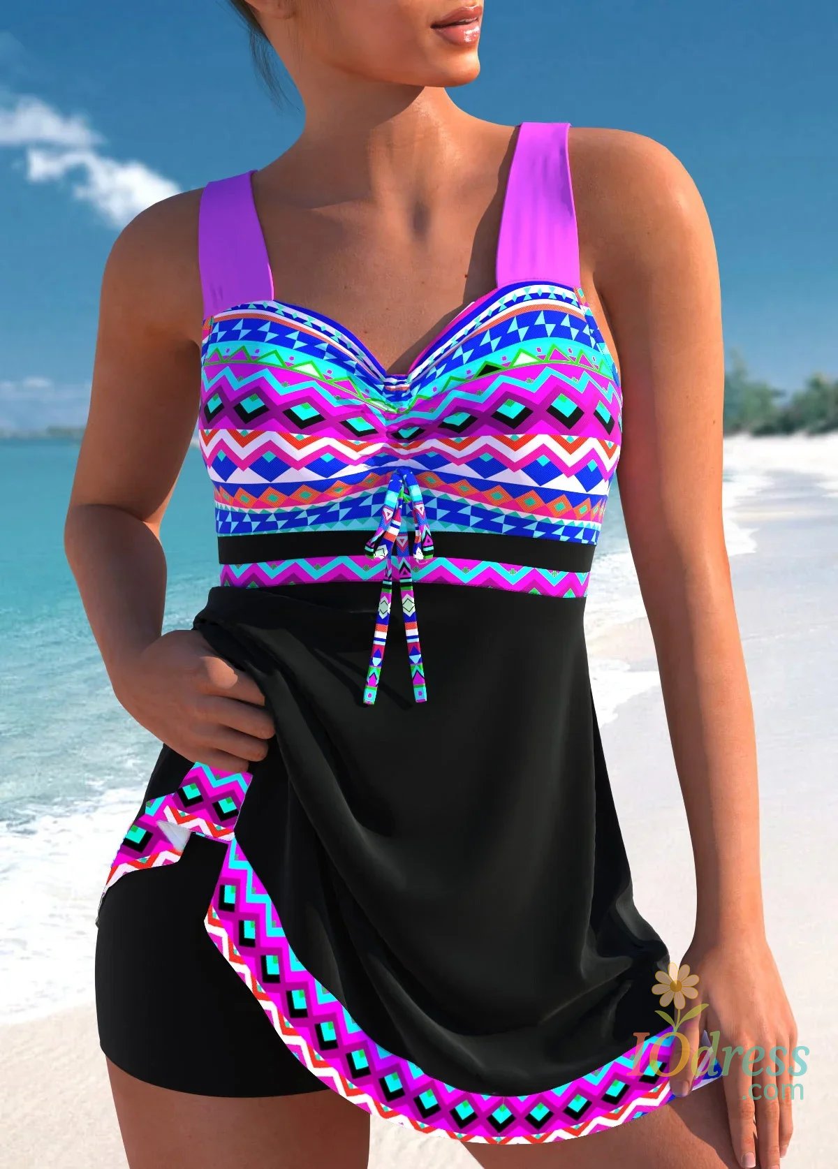 IO Dress Summer New Women's 3D Printed Two-piece Fashionable and Sexy Beach Vest Shorts Swimsuit S-6XL