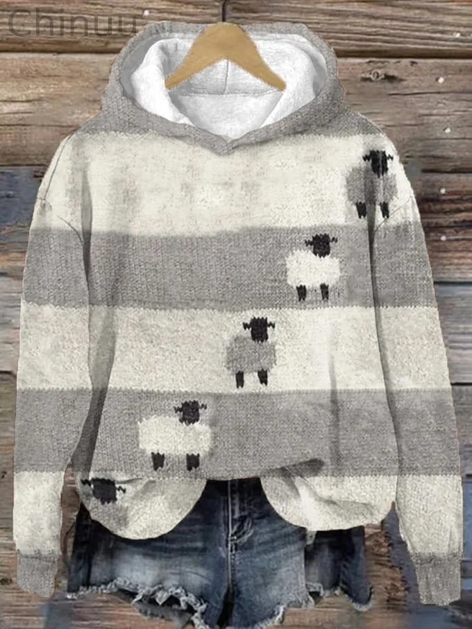 Women's Black Sheep Printed Hooded Sweatshirt