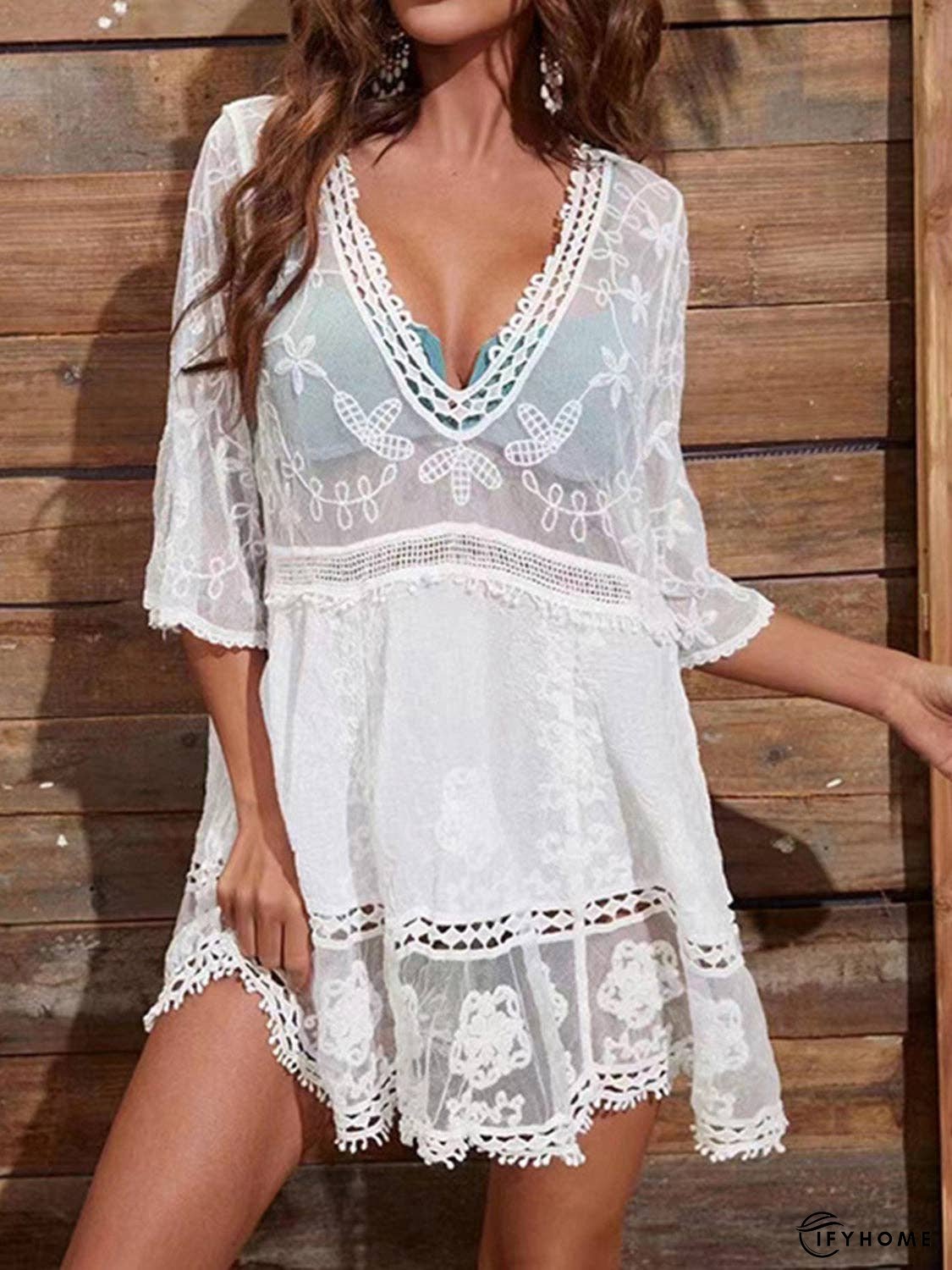 Lace Detail Plunge Cover-Up Dress | IFYHOME