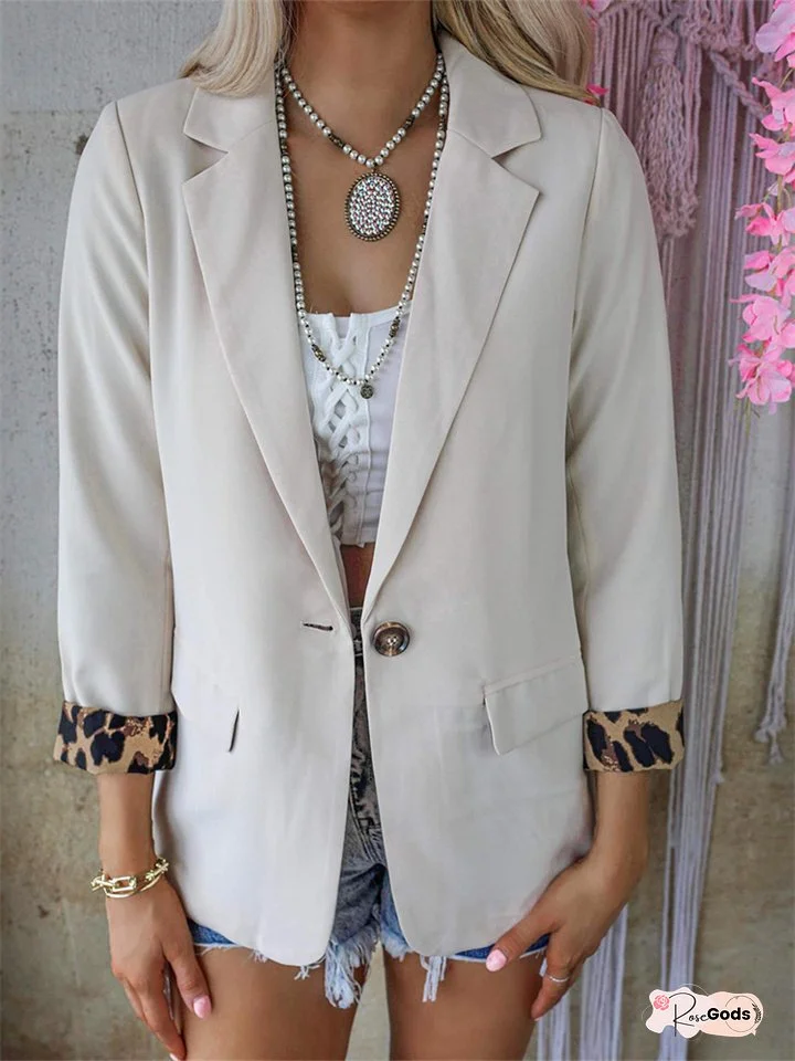 Fall and Winter New Fashion Leopard Print Long-sleeved Loose Type Cardigan Casual Suit Jacket Women's Clothing