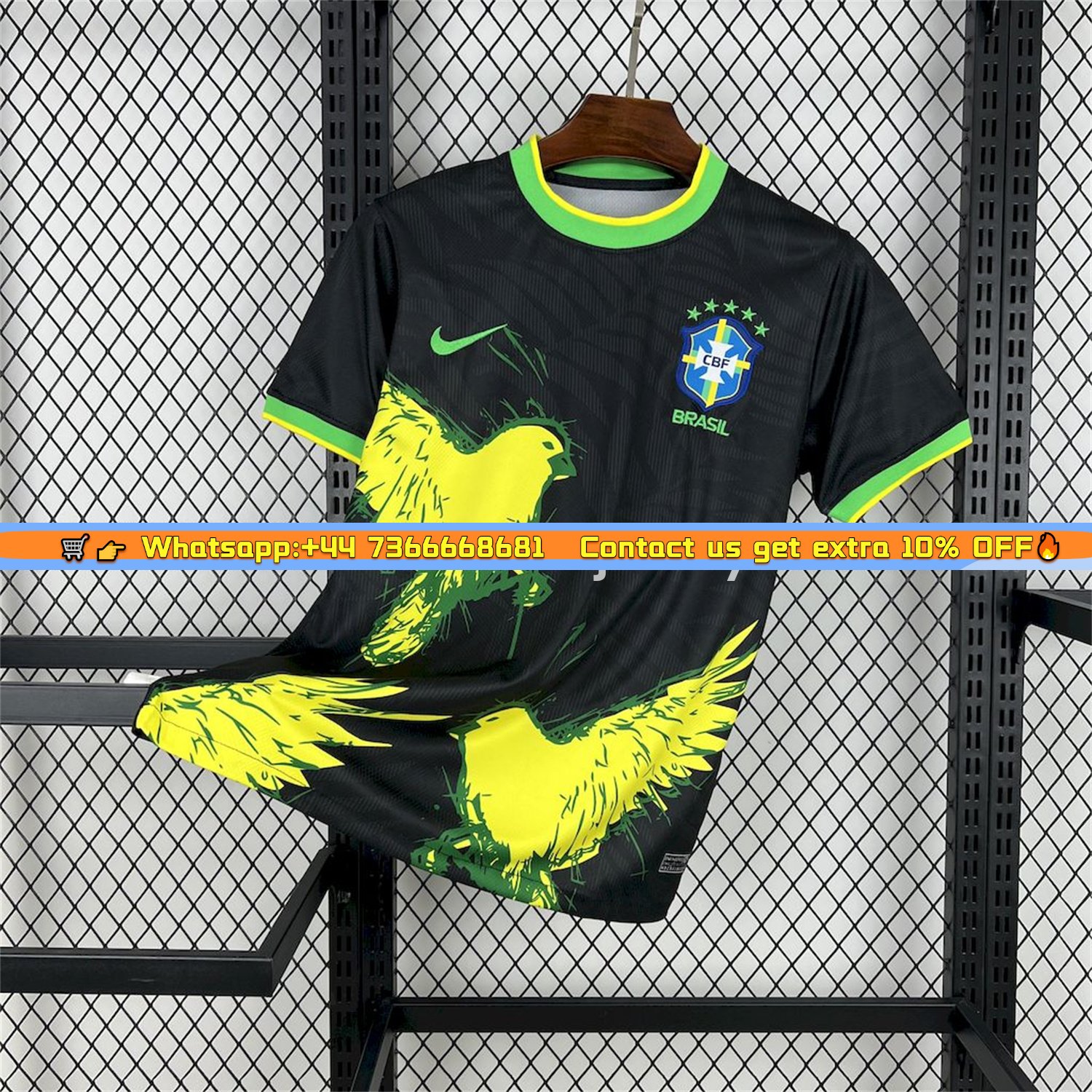 Brazil 25-26 Yellow Dove Black Jersey - Fans Version