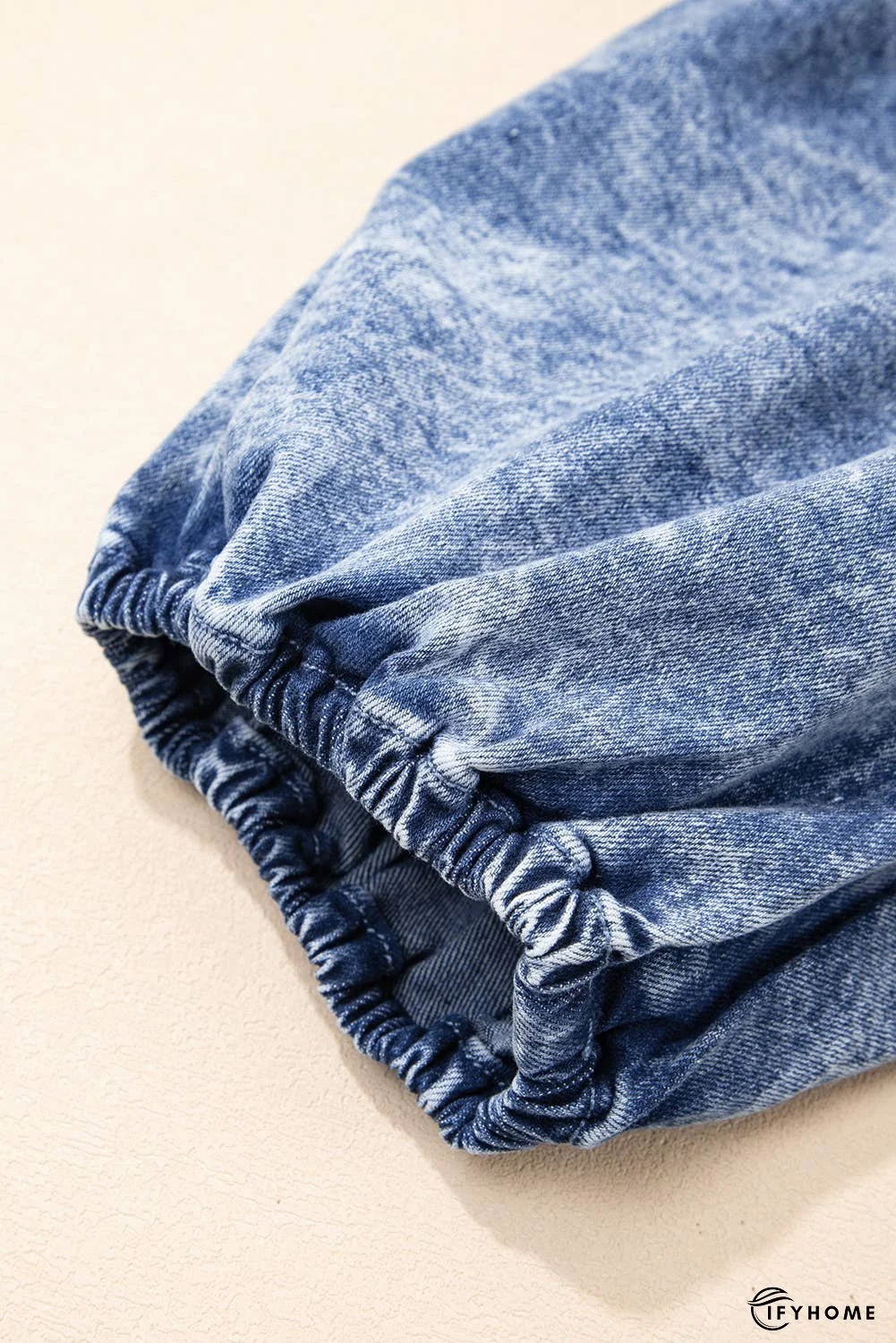 Frilly Square Neck Bustier Puff Sleeve Denim Dress | IFYHOME