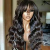 Brazilian Body Wave With Bangs Black Women Glueless Machine Made Remy Wigs