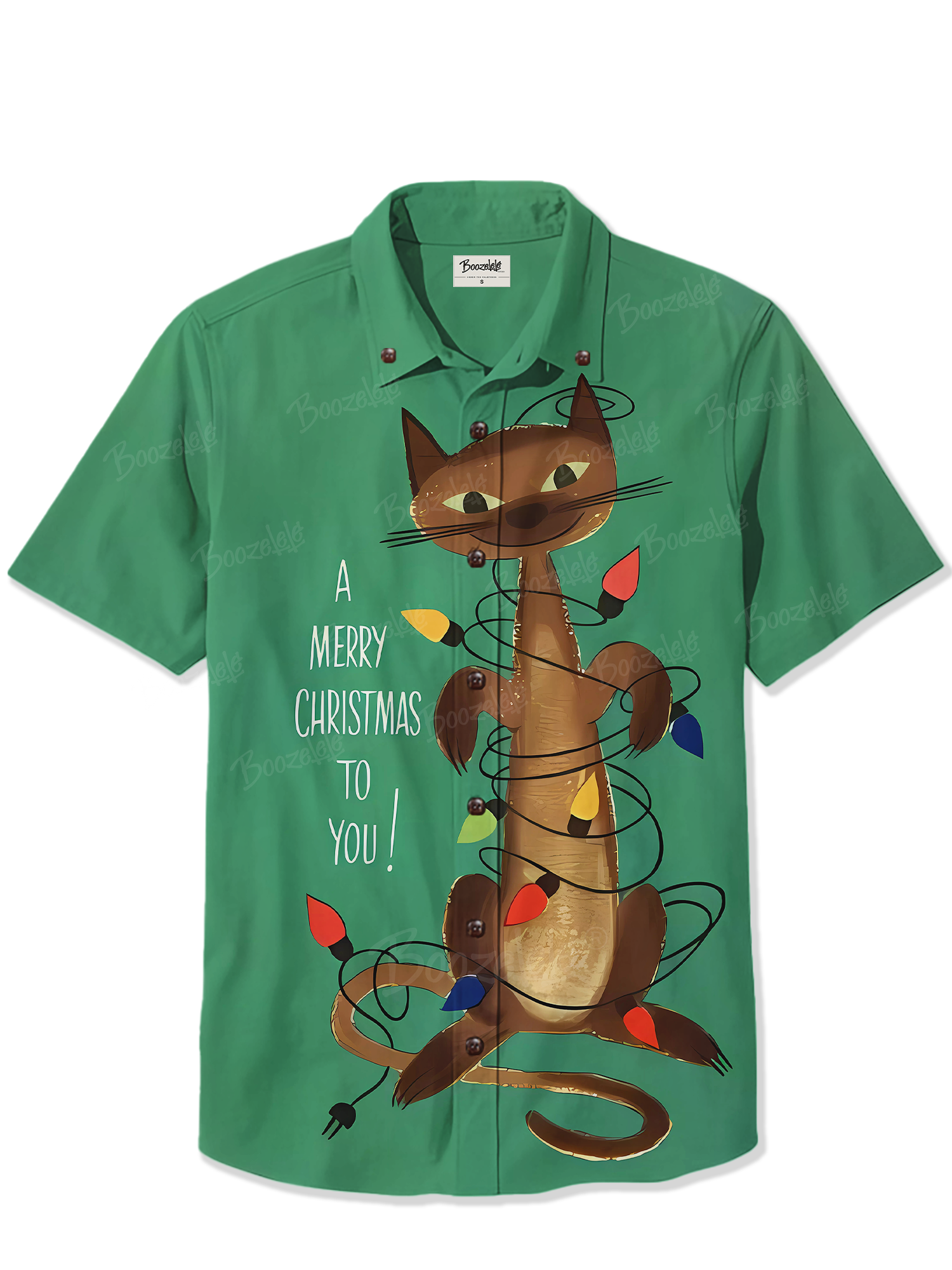 Retro Christmas Tree Cat - 100% Cotton Shirt