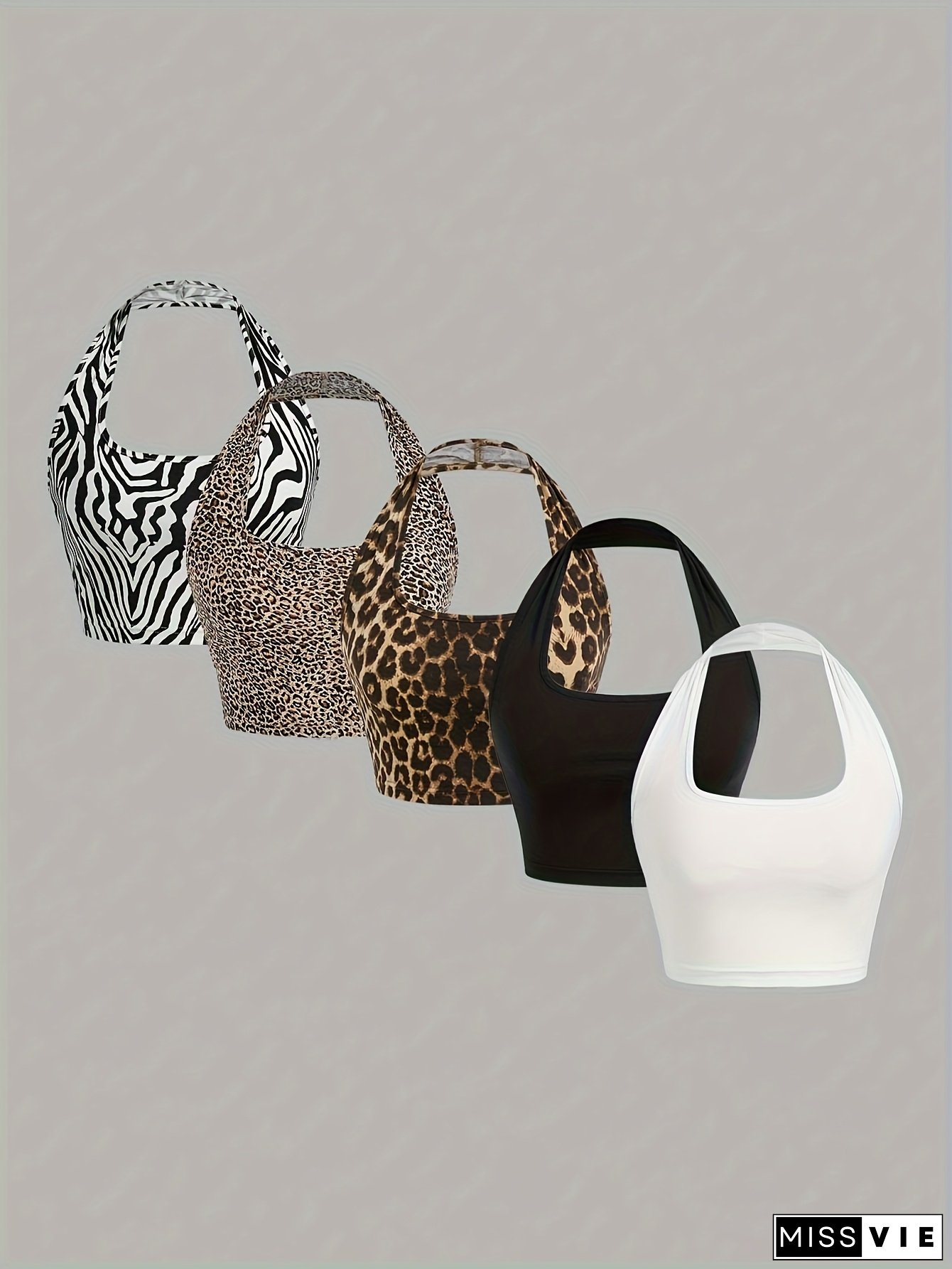 Women's Stylish Backless Halter Top Five-Piece Set