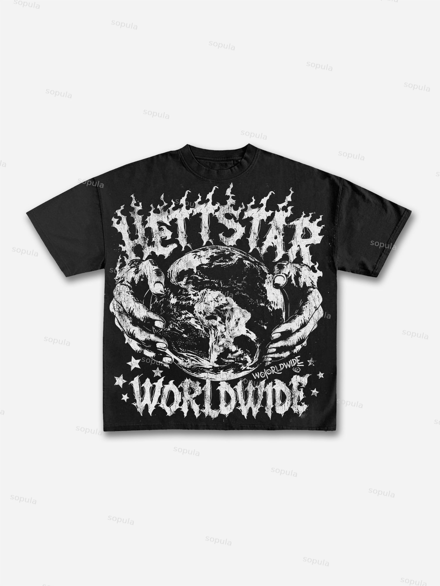 Retro Worldwide Graphic Cotton T-shirt