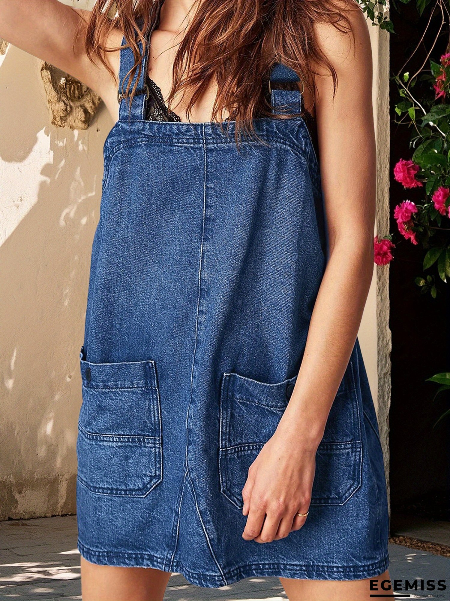 Women's Solid Color Denim Off-Shoulder Mini A-Line Dress - Elastic Waist Casual Chic Outfit for Spring/Fall, Commuting, Travel & Graduation Wedding Season Gift | EGEMISS