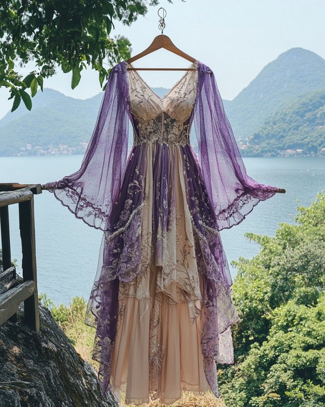 Summer Holiday Ruffle Lace Contrast Maxi Dress 05e1