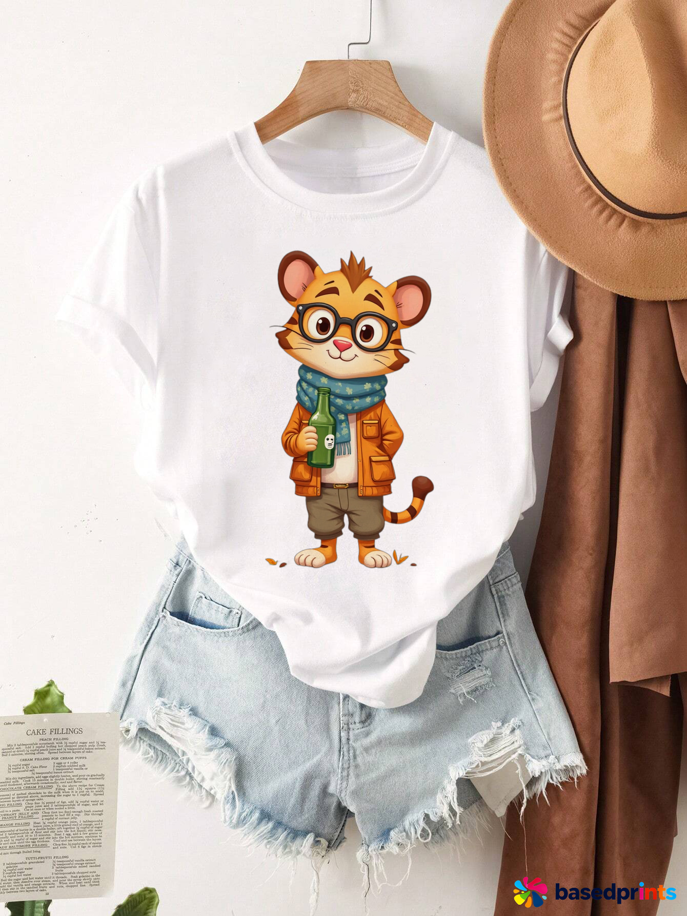 Tiger Cartoon Print T-Shirt Women Summer Casual Short Sleeve Tops