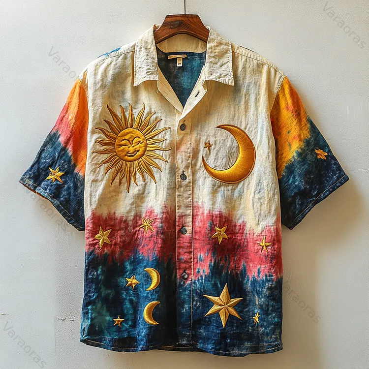 Embroidered Hawaiian Retro Cotton and linen shirts 0d17
