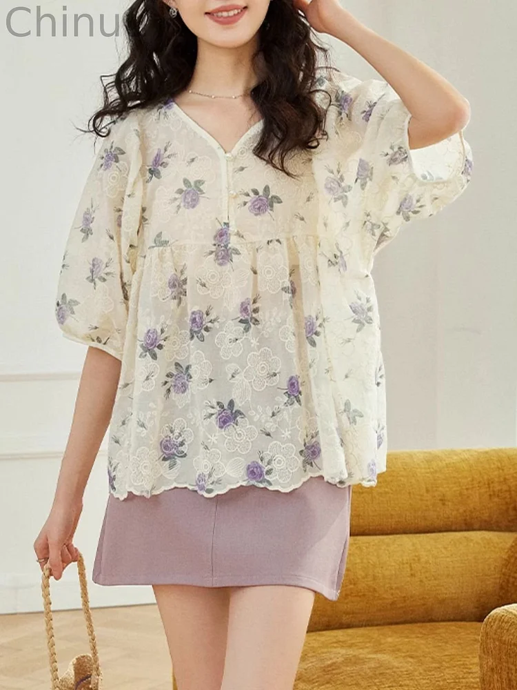 V-neck Floral Chic Shirt