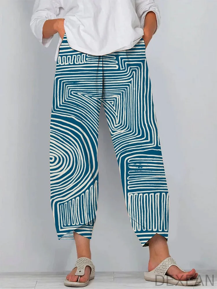 Retro Unisex Abstract Art Casual Cropped Pants