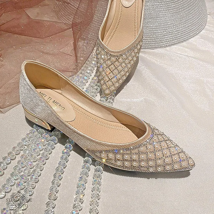 Flat Wedding Shoes Rhinestone Flat Bling Diamonds Bridal Shoes Silver Beach Bohemian Shoes shopify Stunahome.com