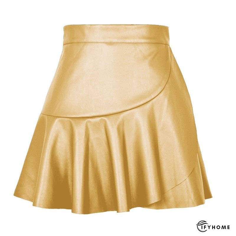 High Waist PU Mini Skirt With Ruffle Hem | IFYHOME