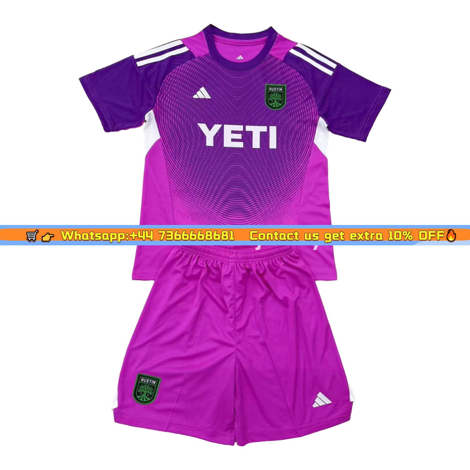 Austin 25-26 Purple Goalkeeper Men's Adult Jersey Set - Fans Version