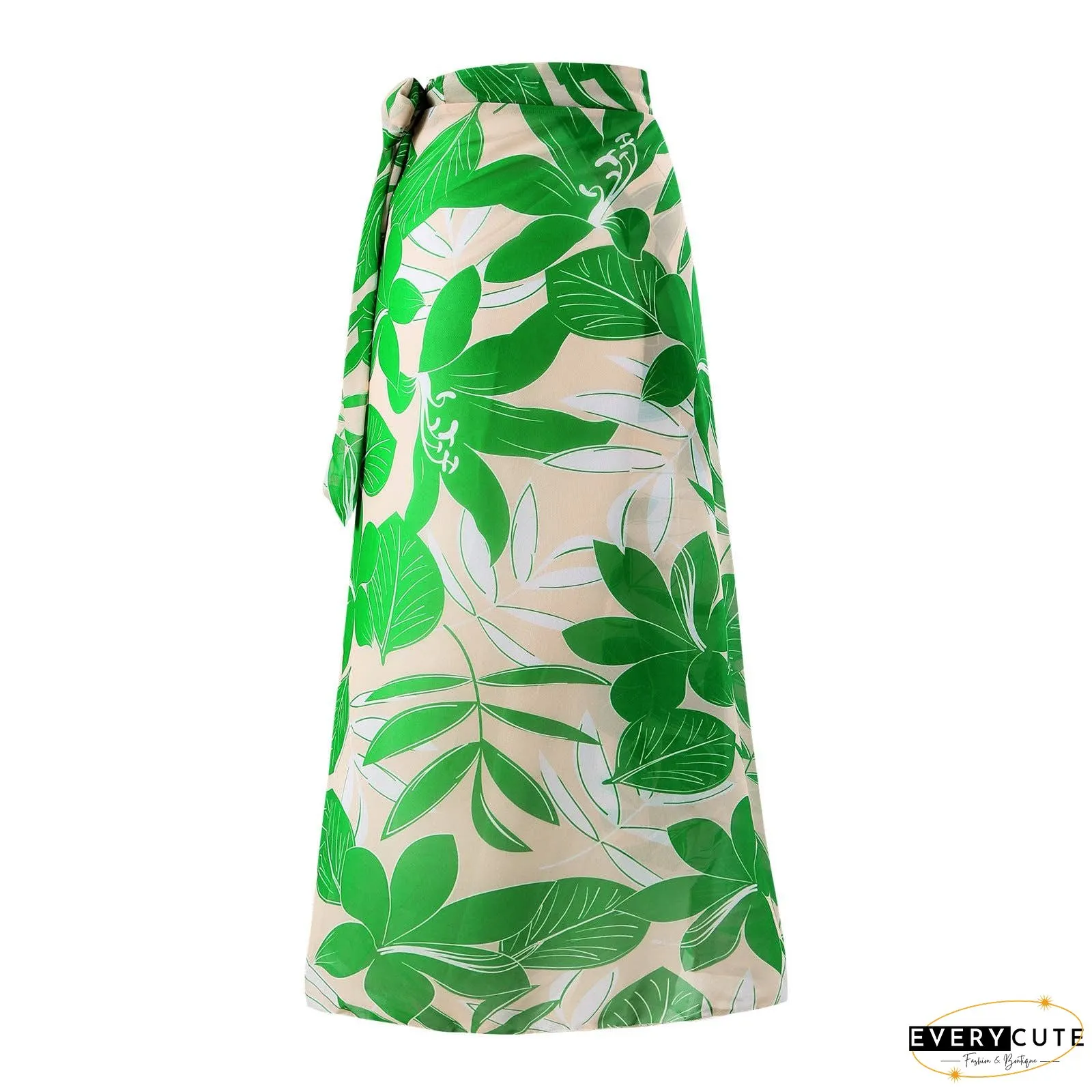 Green Floral One Piece Swimwear with Cover Y166