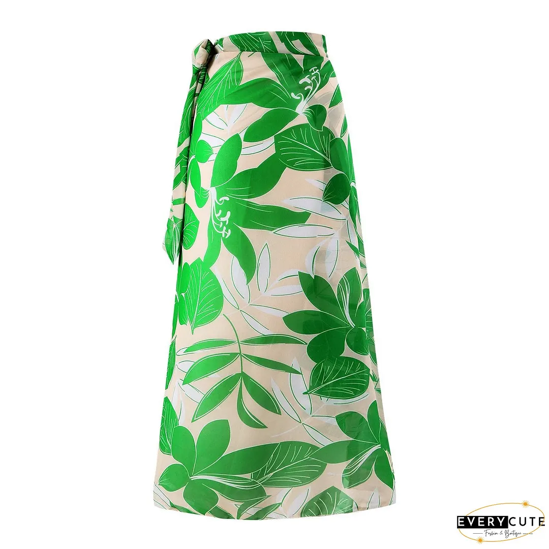 Green Floral One Piece Swimwear with Cover Y166